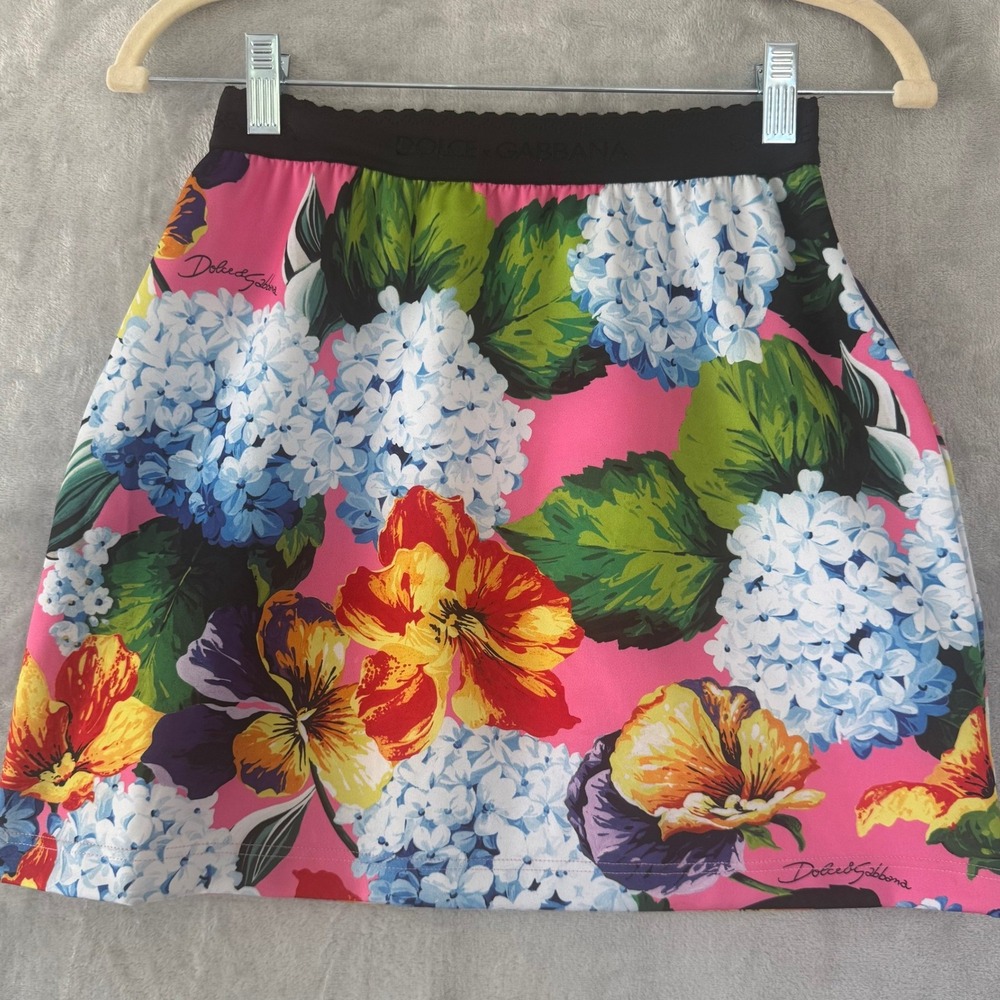 NWT Dolce & Gabbana Pink Floral Hydrangea Mini Skirt IT40 US 4 MSRP$1100 F4B8RT